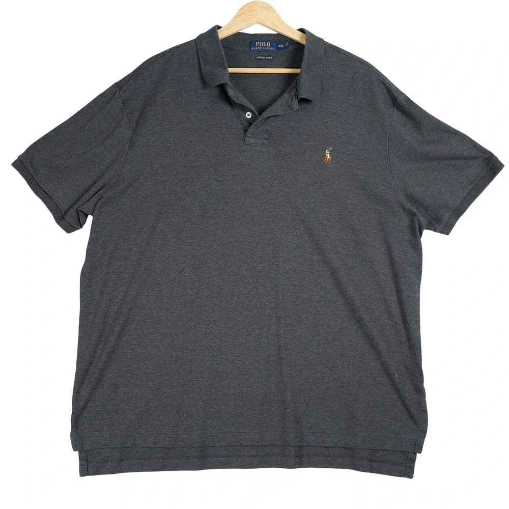 Polo Ralph Lauren Mens XXL Charcoal Gray Pima Soft Touch Short Sleeve Polo Shirt